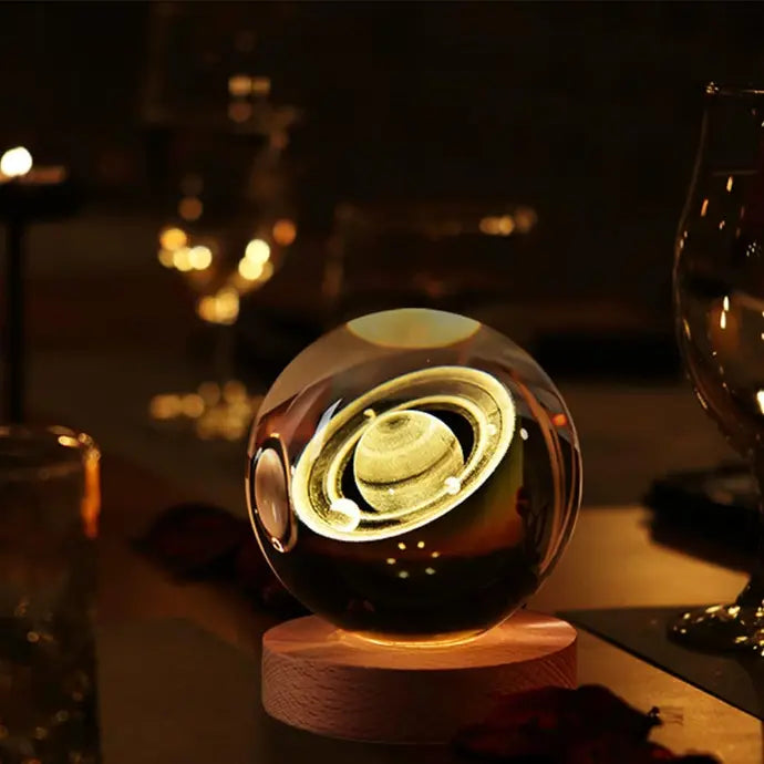 3D Galaxy Crystal Ball  || Crystal Ball Night Lamp With Wooden