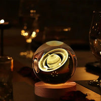 Thumbnail for 3D Galaxy Crystal Ball  || Crystal Ball Night Lamp With Wooden