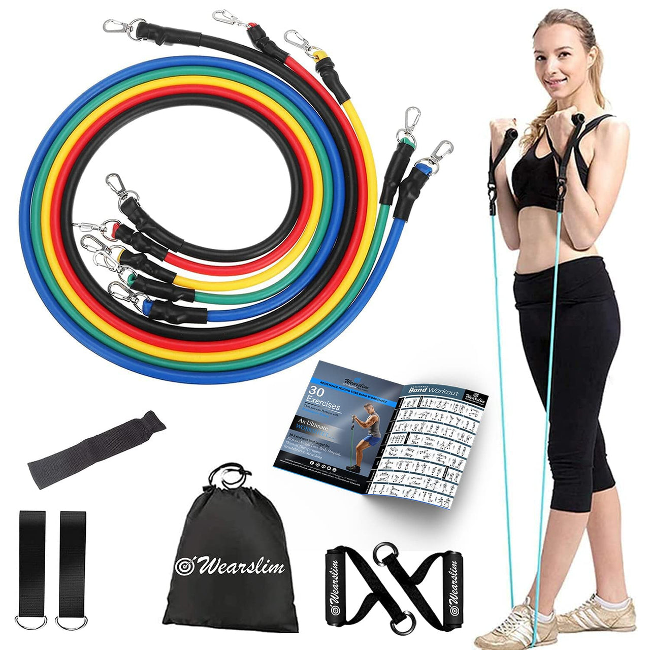 11 Levels Resistance Bands with Handles Men Yoga Pull Rope Elastic Bands