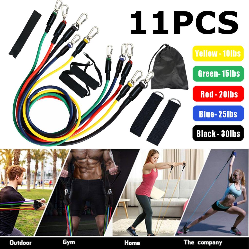 11 Levels Resistance Bands with Handles Men Yoga Pull Rope Elastic Bands