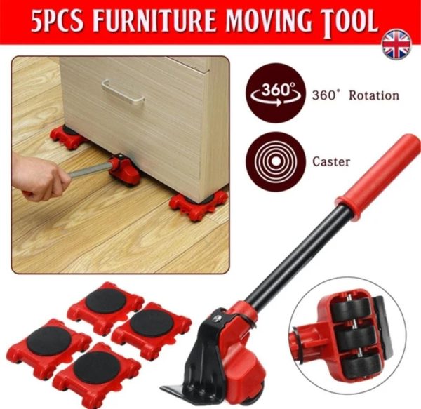 (5 In 1) Heavy Furniture Move Tool |Transport Lifter Shifter Moving