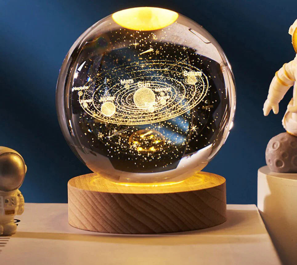 3D Galaxy Crystal Ball  || Crystal Ball Night Lamp With Wooden