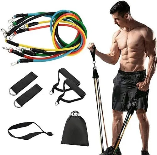 11 Levels Resistance Bands with Handles Men Yoga Pull Rope Elastic Bands