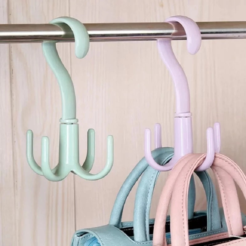 1/4pcs Rotatable Hook Wardrobe Bag  ||  Bag Organizer with Anti-Damage Hanging Hooks.